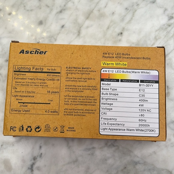5 pack Ascher 4W E 12 LED Bulbs - Picture 9 of 10